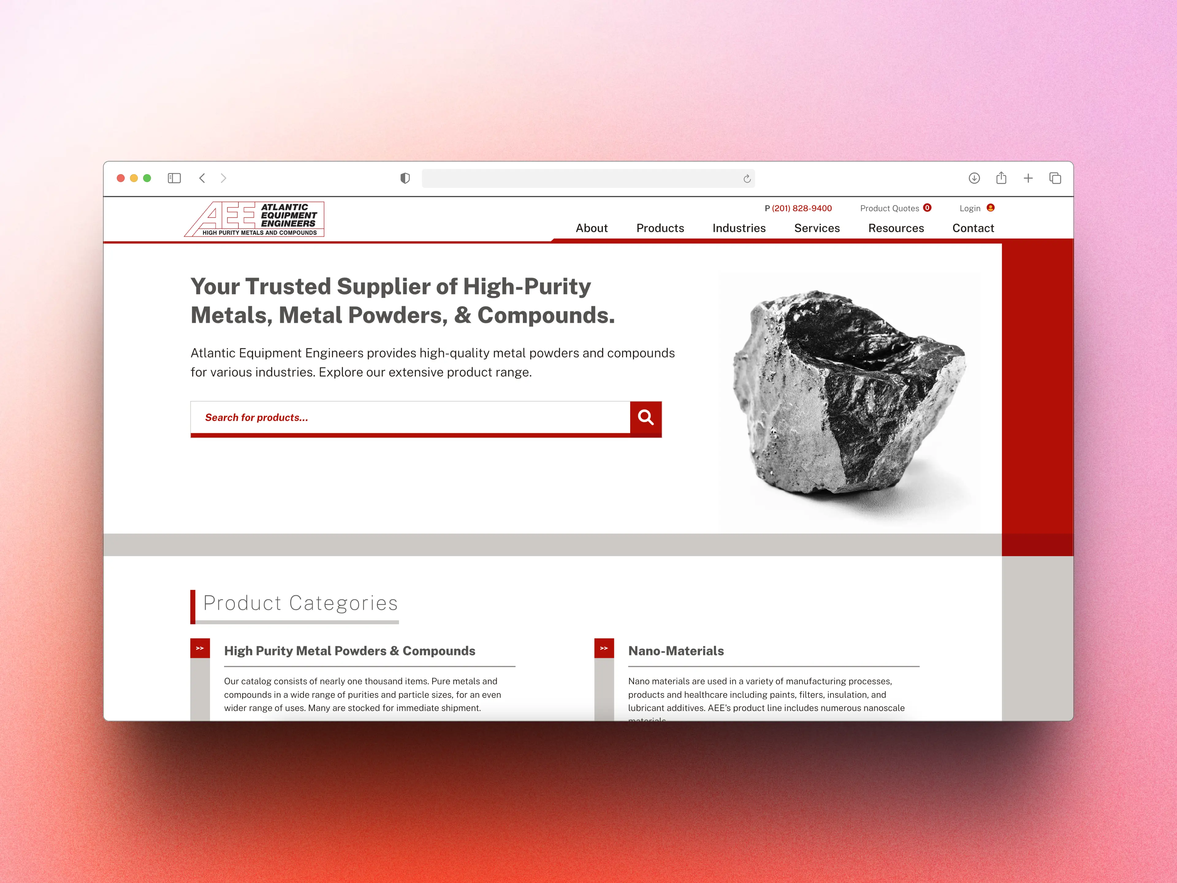 Screenshot of the project /projects/micronmetals.webp